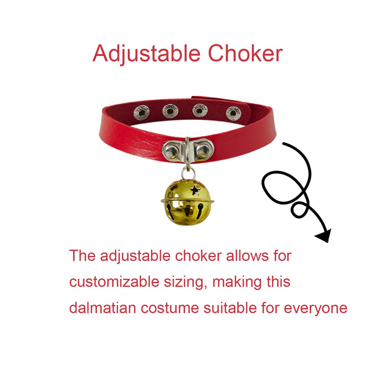 Collier dalmatien rouge Kipssmlse, ajustable pour un accessoire élégant