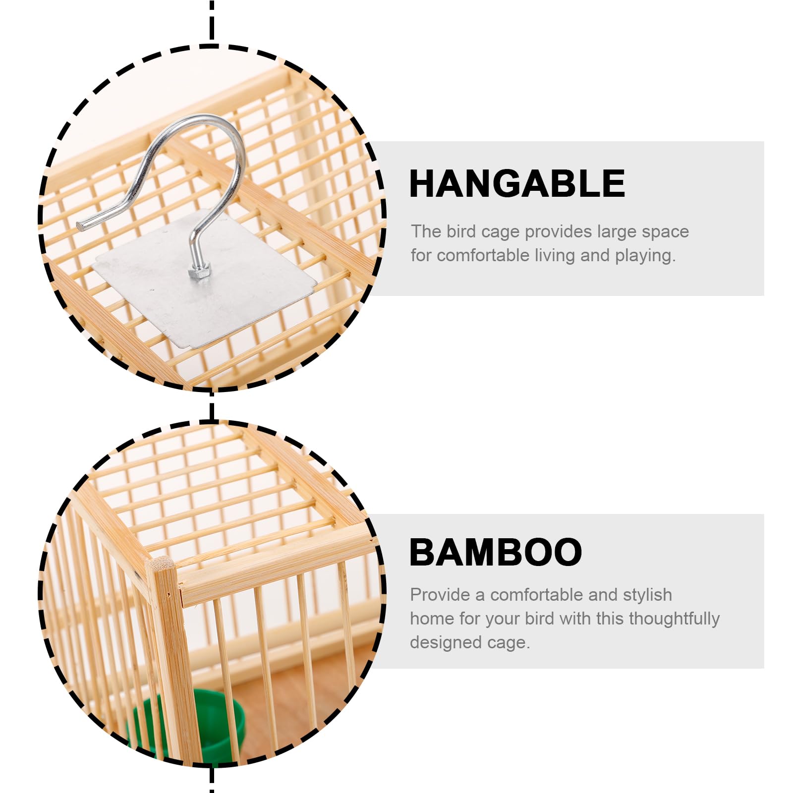 Cage Kisangel oiseau bambou crochet portable, facile à transporter lors des sorties.