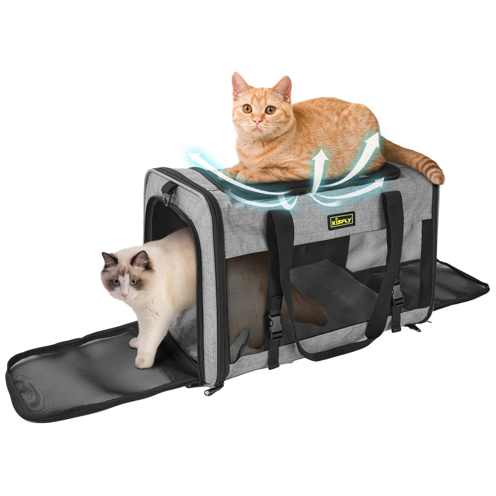 KISFLY sac transport chat, vue d ensemble, capacité pour deux compagnons.