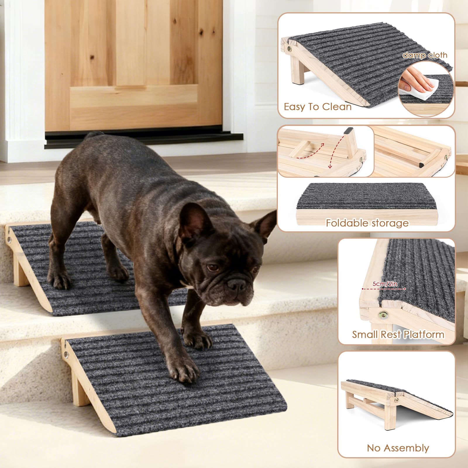 KISIMUY rampe bois pliable, design robuste et portable pour la maison