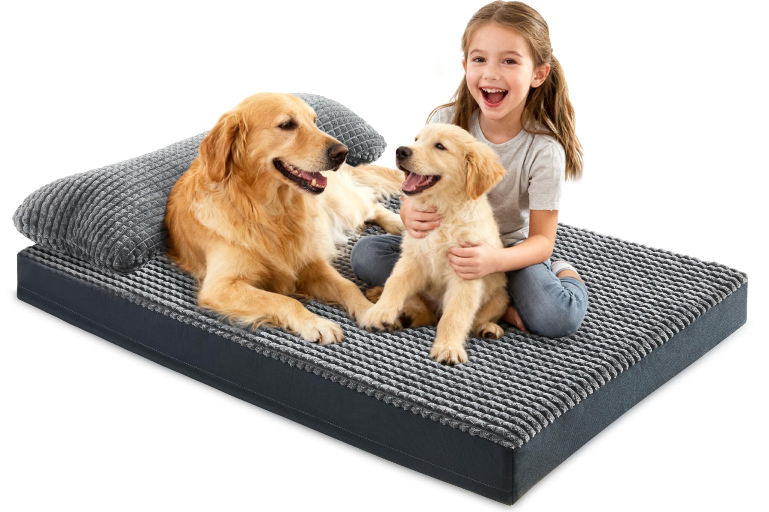 KISYYYO lit orthopédique pour chiens grands, vue générale montrant le soutien.