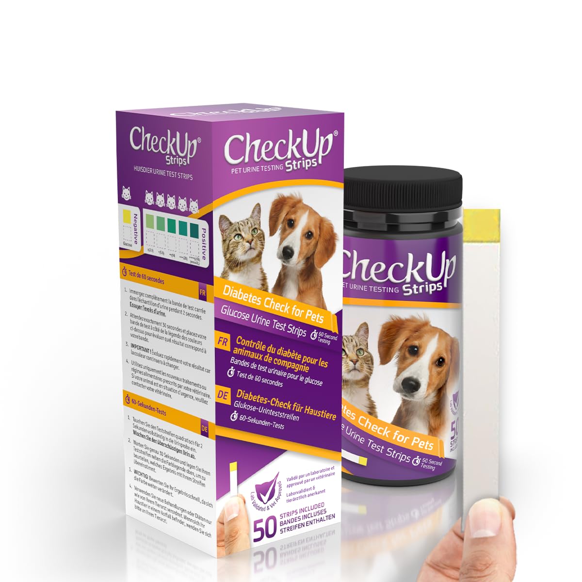 KIT4CAT CheckUp boîte-emballage: emballage multilingue facilitant l’achat.