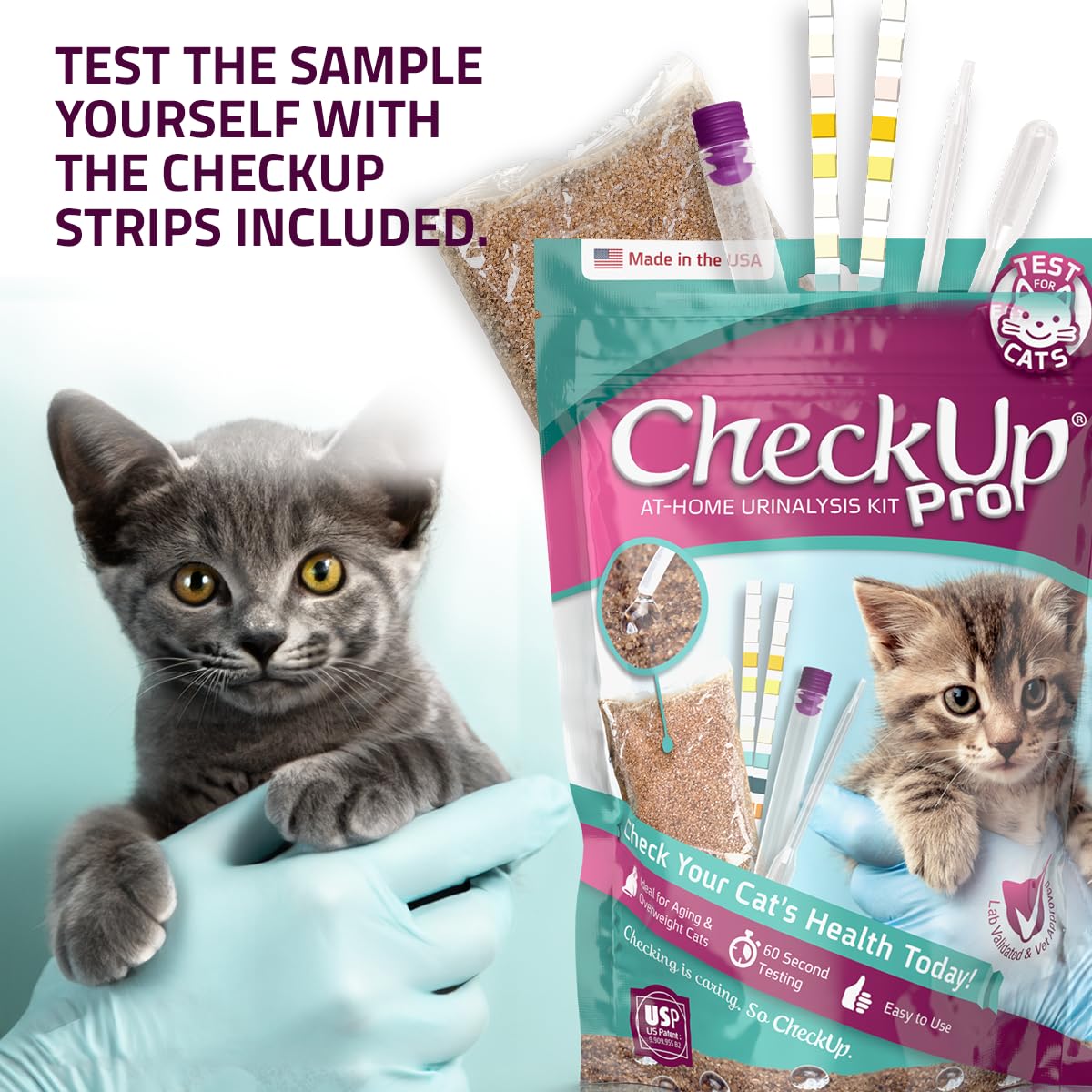KIT4CAT CheckUp Pro — deux bandelettes de test rapides pour 10 paramètres.