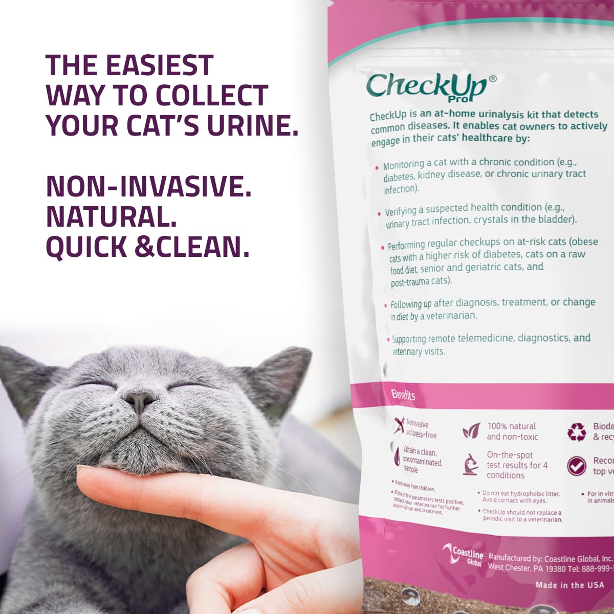 KIT4CAT CheckUp Pro — collecte d’urine à domicile, méthode simple et non invasive.