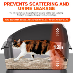 KITCATY bac litière inox capacité jusqu à 20 litres pour chats adultes.