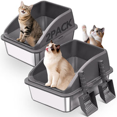 KITCATY bac litière acier inoxydable clos, intimité et propreté assurées.