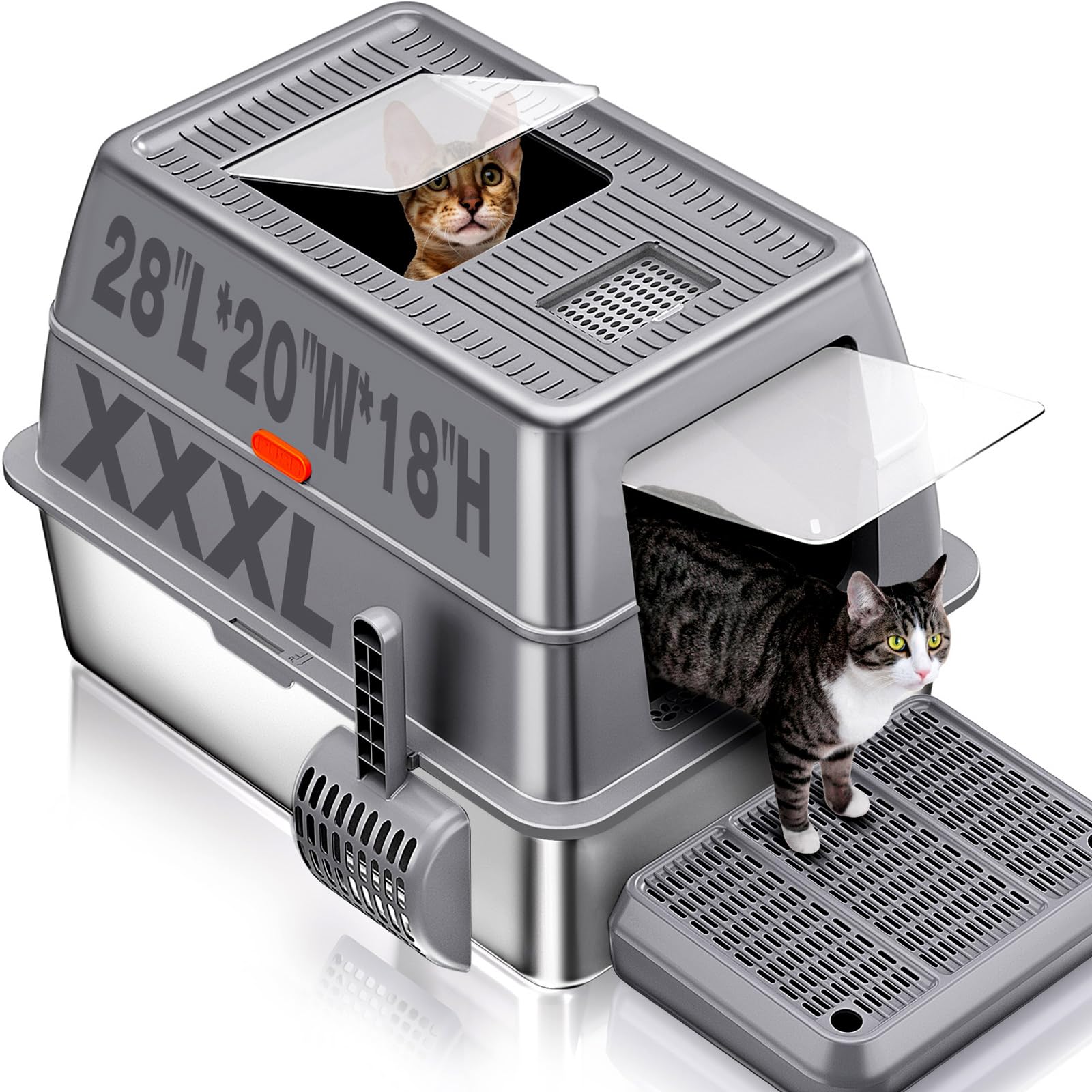 KITCATY bac litière XXXL avec couvercle, réduire les éclaboussures et les odeurs.