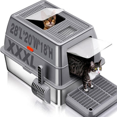 KITCATY bac litière XXXL avec couvercle, réduire les éclaboussures et les odeurs.