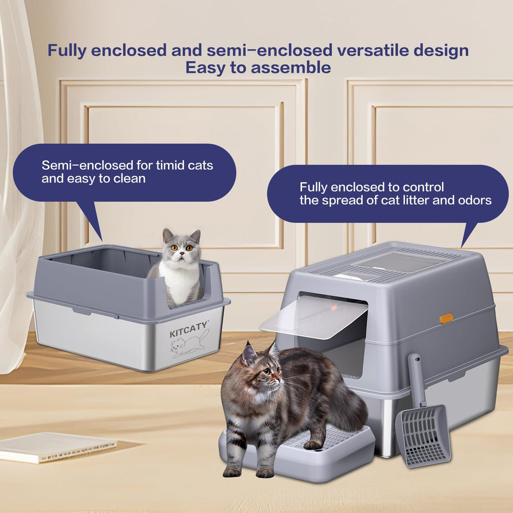 KITCATY bac litière XXXL enclos complet offre intimité et propreté accrues.