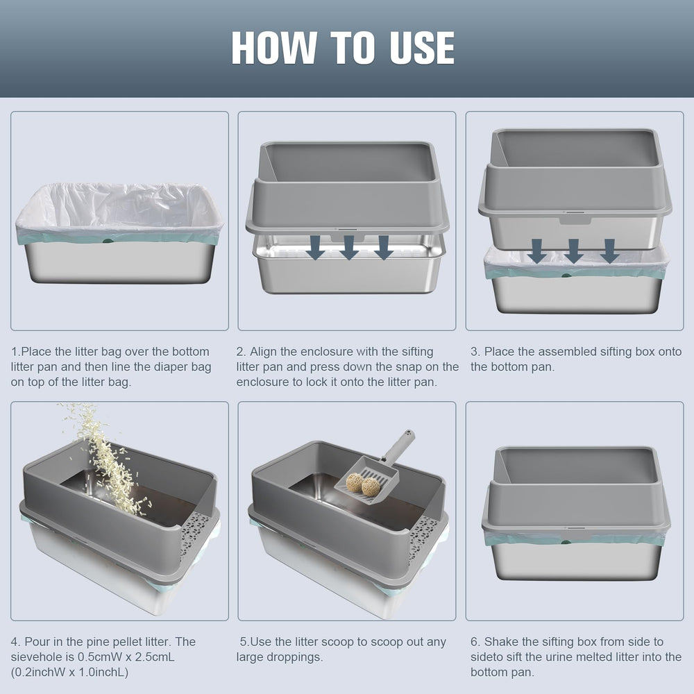 KITCATY litiere inox liner et pads facilitant l entretien