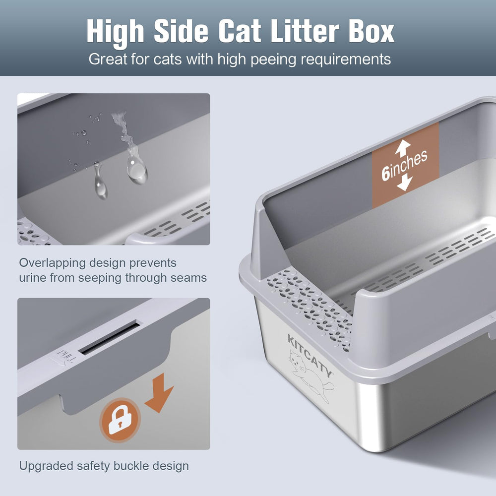 KITCATY litiere inox systeme emboite anti fuite sécurisant les joints