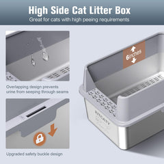 KITCATY litiere inox systeme emboite anti fuite sécurisant les joints