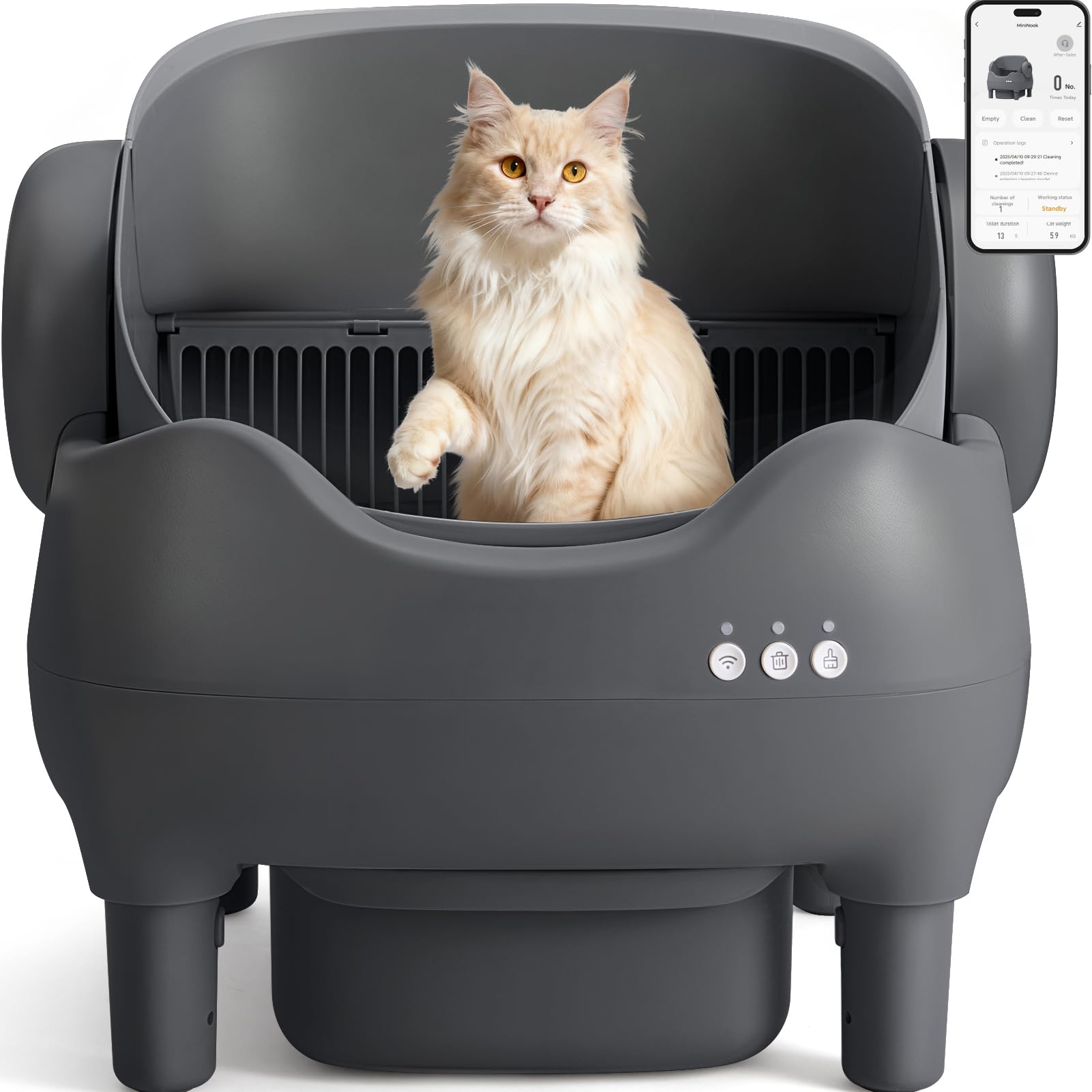 KITPLUS litière automatique à ouverture ouverte facilitant l’accès des chats