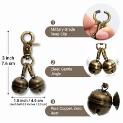 KITTAIL cloche de collier chien cuivre, installation rapide pour alerte sonore.