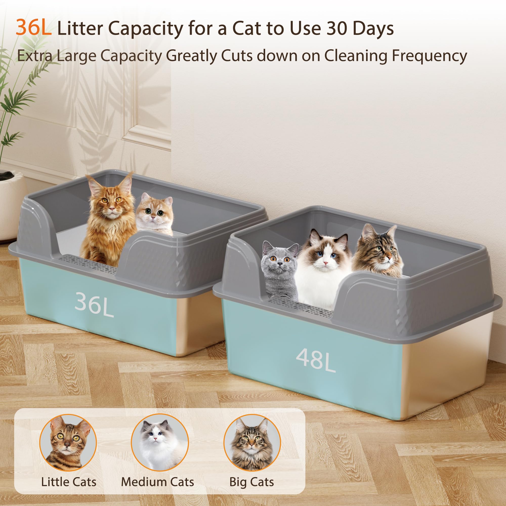 Kittenhood litière acier XL; tapis et filtration pour réduire la poussière.