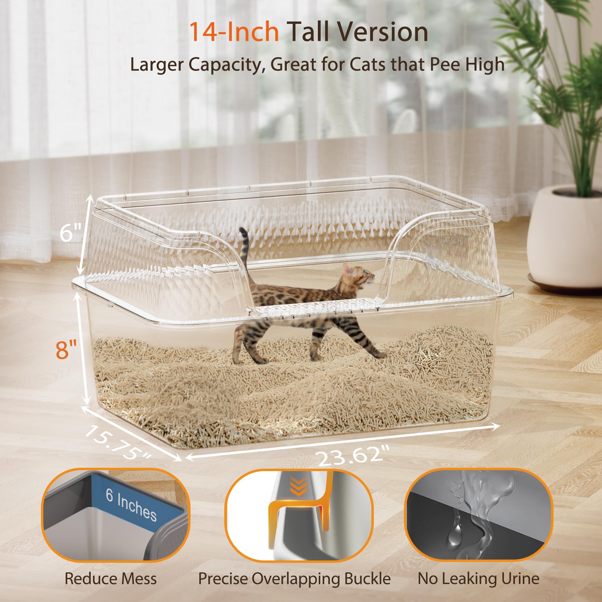 Kittenhood bac litiere porte latérale haute, accès pratique pour grands chats.