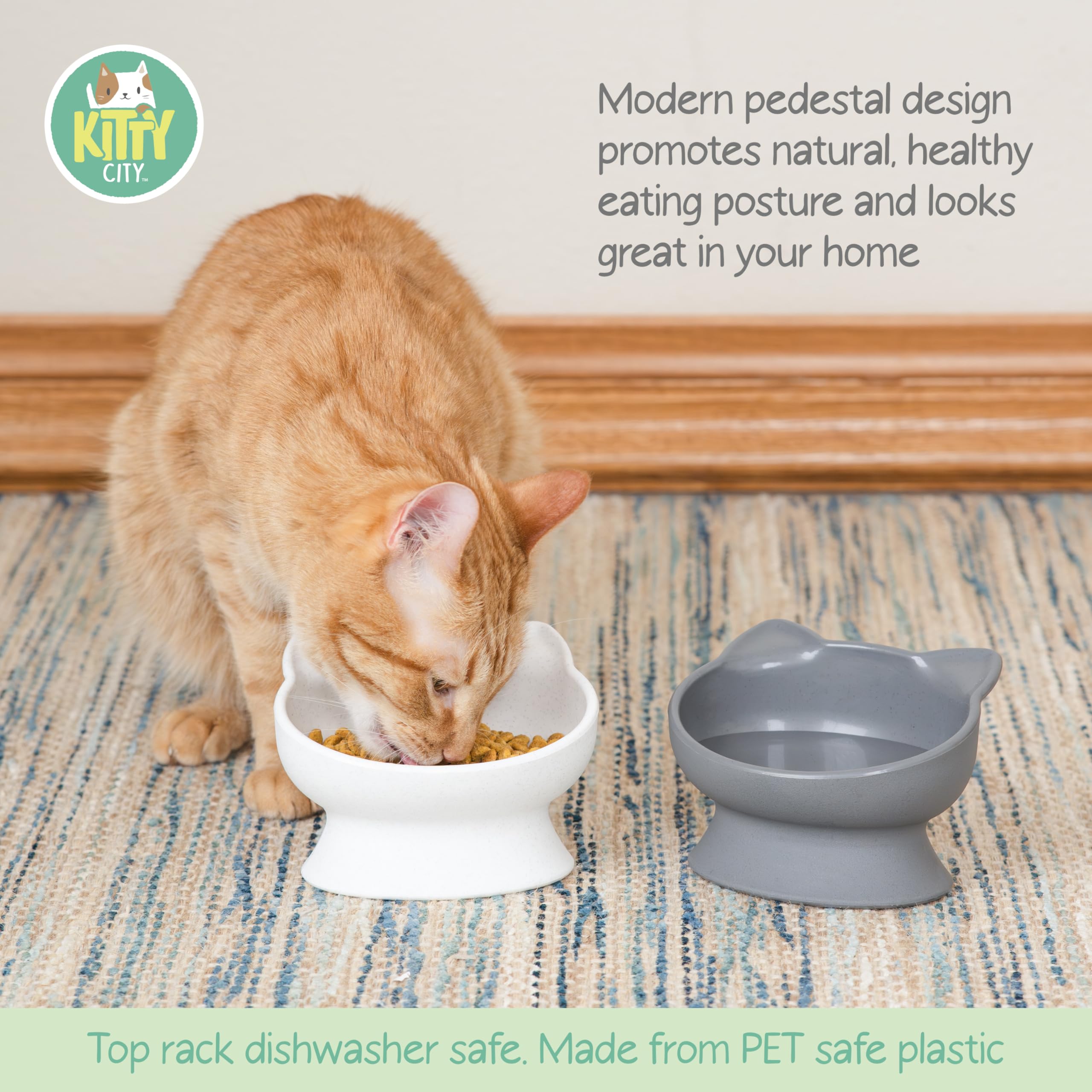 Kitty City bol chat oval confort moustaches, facilite les repas et réduit la fatigue des moustaches.