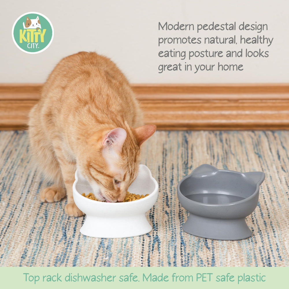 Kitty City bol chat oval confort moustaches, facilite les repas et réduit la fatigue des moustaches.