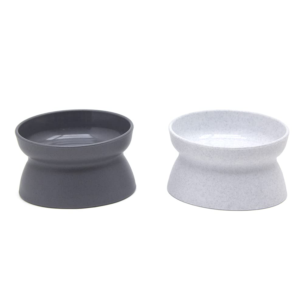 Kitty City bols surélevés ensemble blanc et gris pour repas confortables.