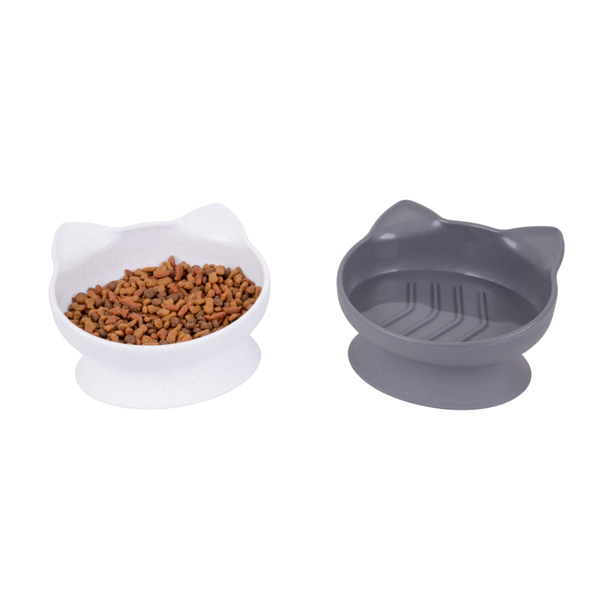 Kitty City, bol surélevé pour chat blanc et gris, repas plus confortables.