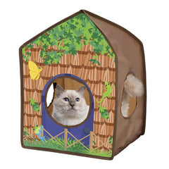 Cabane-chat Kitty City avec ouvertures pour jeux stimulants.