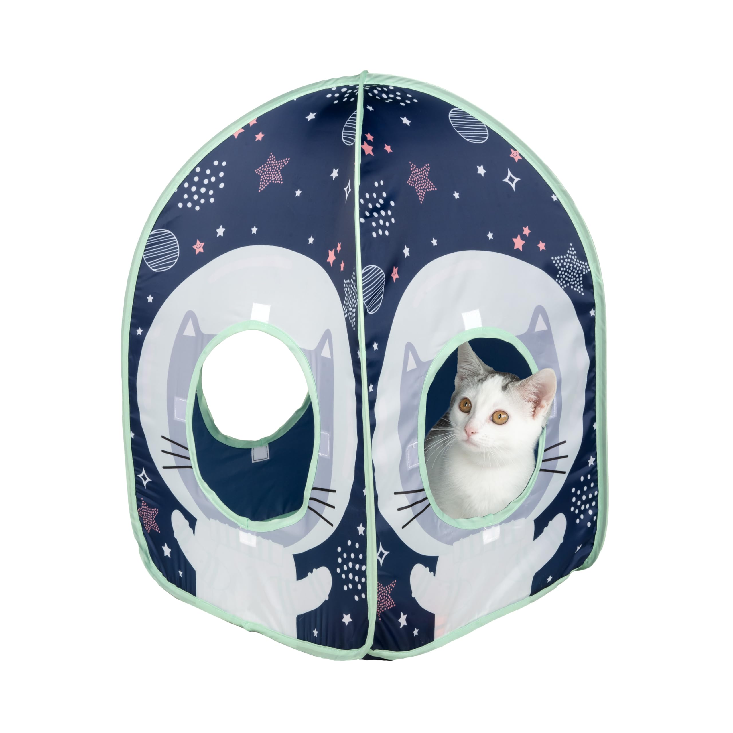 Kitty City cabane chat galactique pliable, refuge cosy pour la sieste.