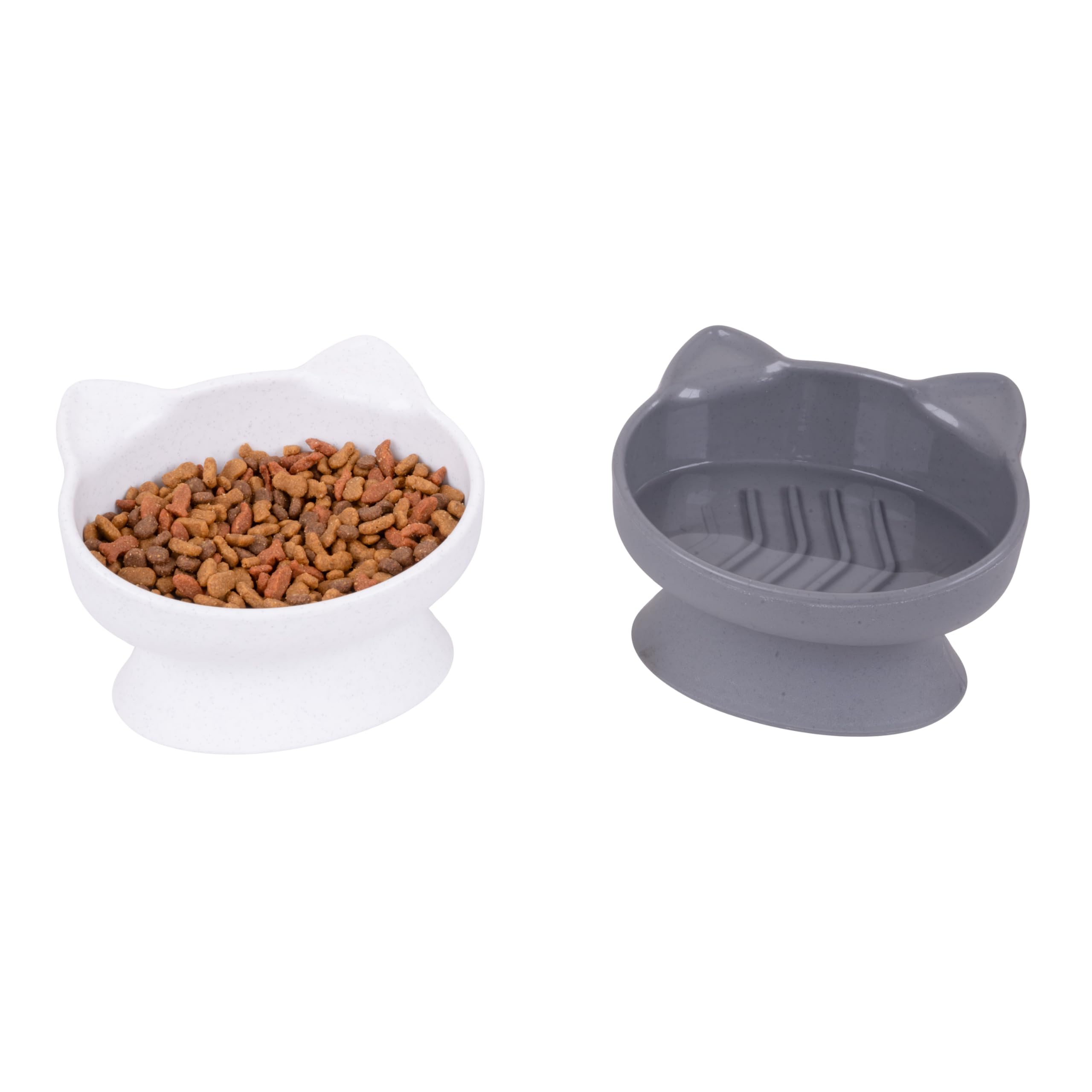 Kitty City – ensemble blanc et gris de gamelles surélevées pour des repas plus maîtrisés.