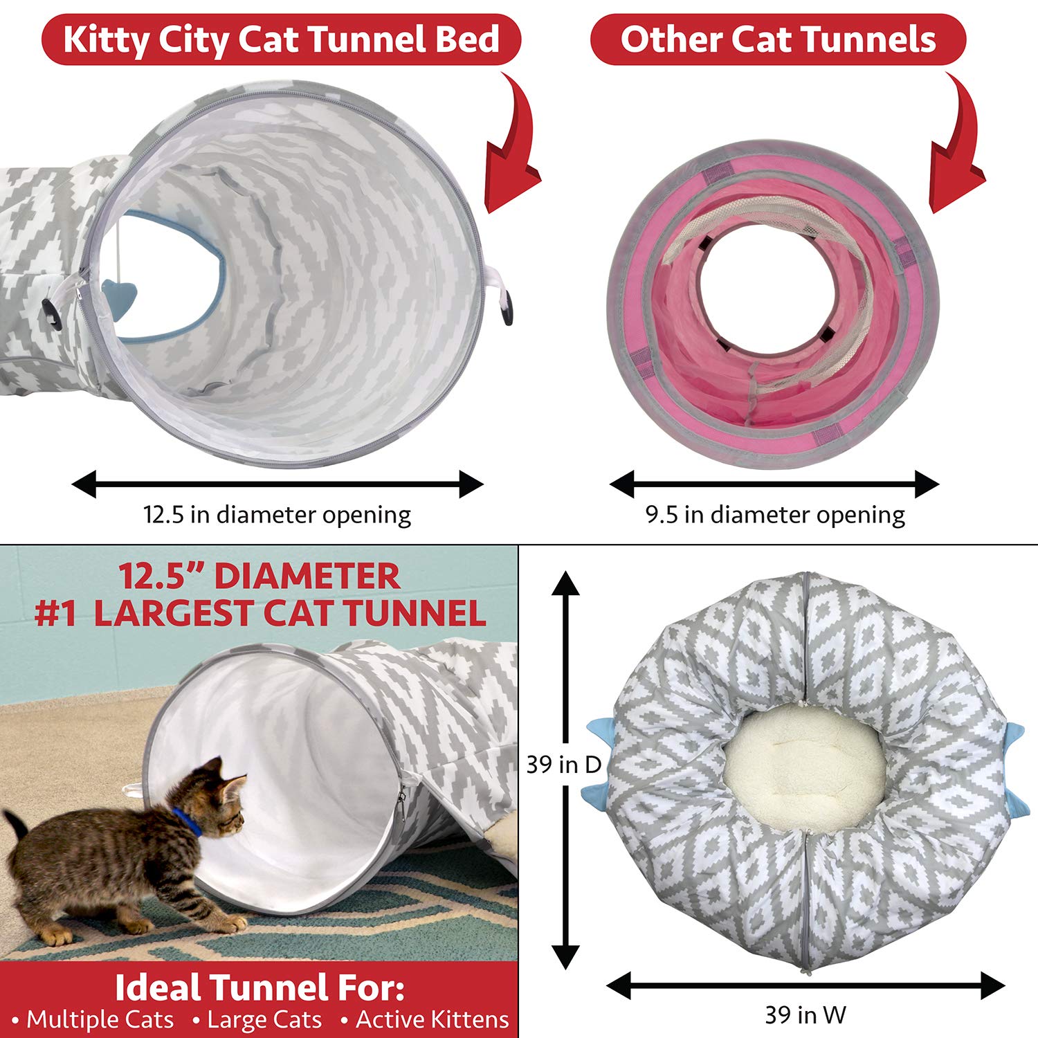 Kitty City grand-tunnel-pliable-compact, rangement rapide et pratique.