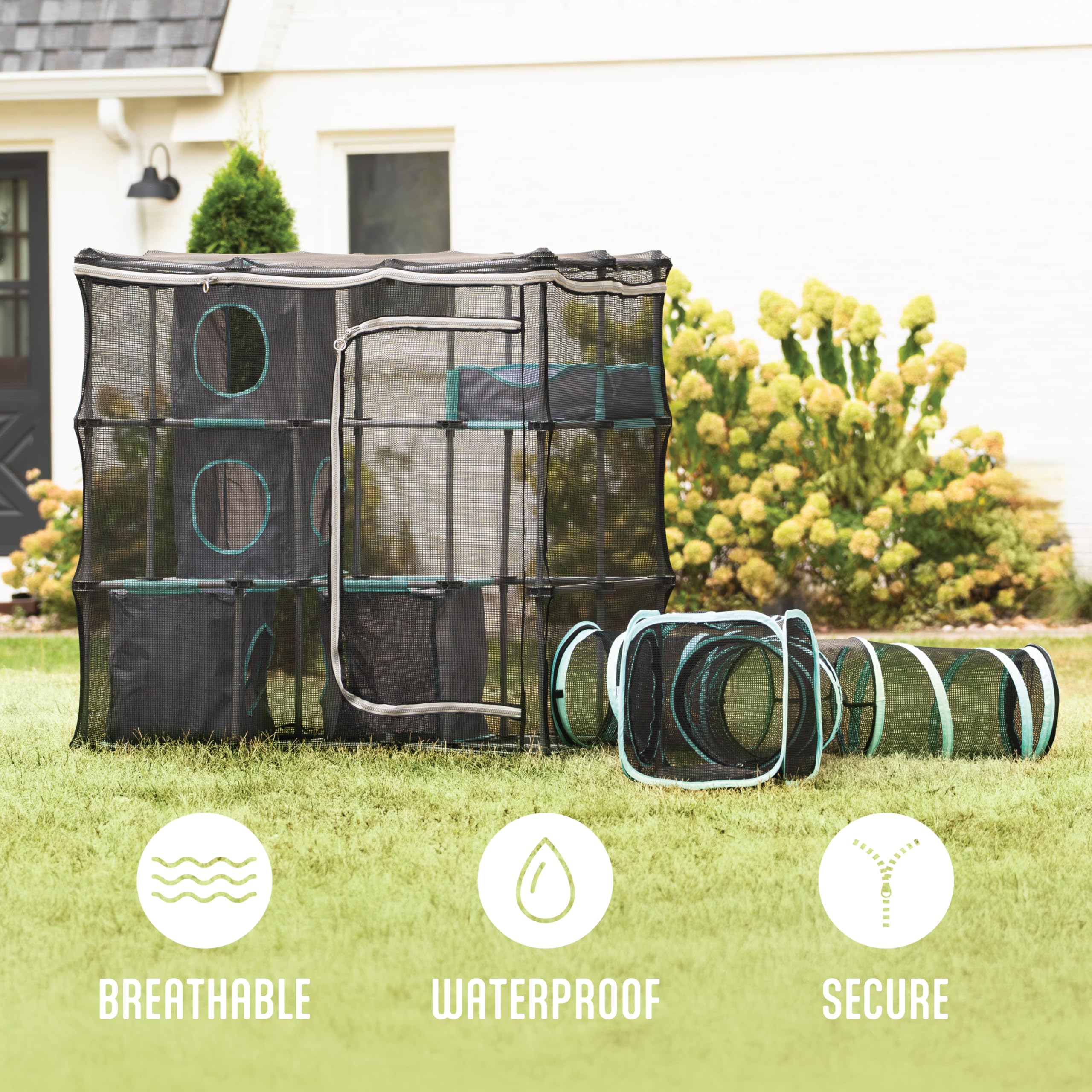 Kitty City Outdoor Catio – cubes-interieurs: espaces de repos repositionnables pour chats.