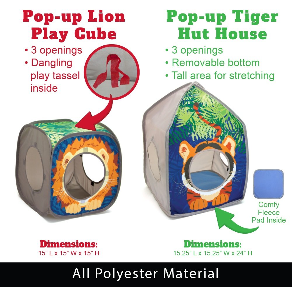 Kitty City Safari Jungle – panneaux maillage, zones d’observation pour stimulation.