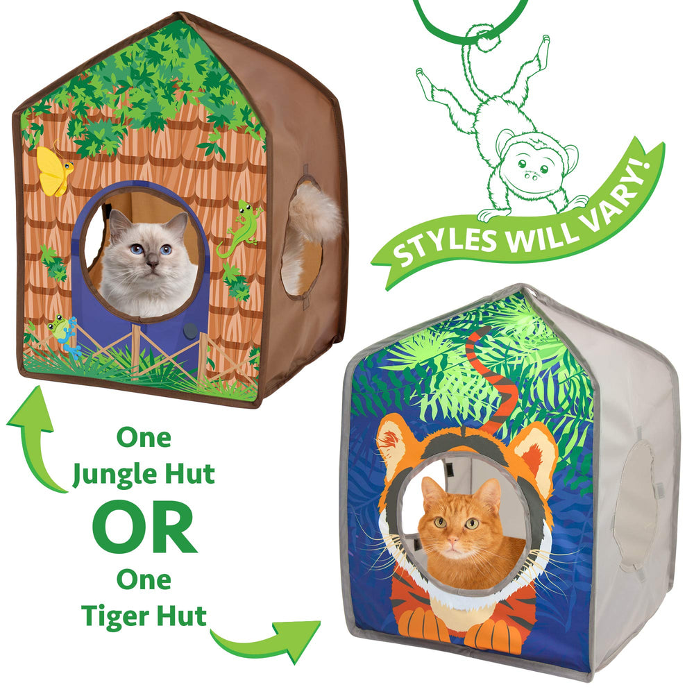 Tente-chat pliante Kitty City, rangement facilité après le jeu.