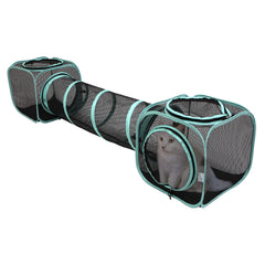 Kitty City tunnel-deux-voies-exterieur: espace ludique sûr pour chats, favorise l'exercice en plein air.