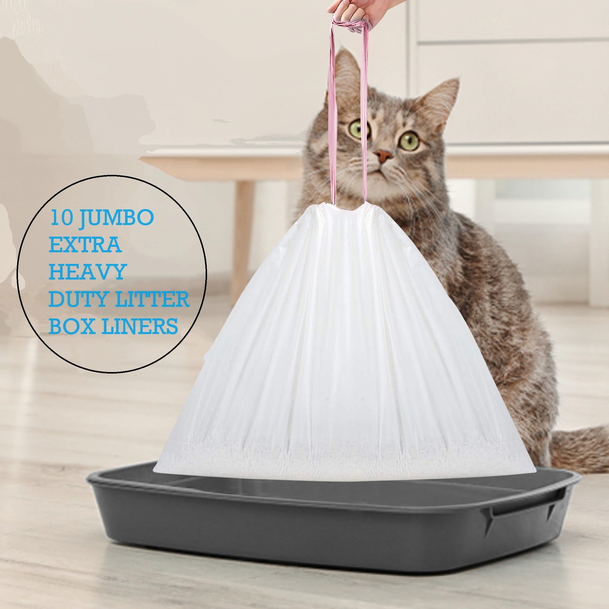Kitty Litty nettoyage rapide grâce au cordon de serrage.