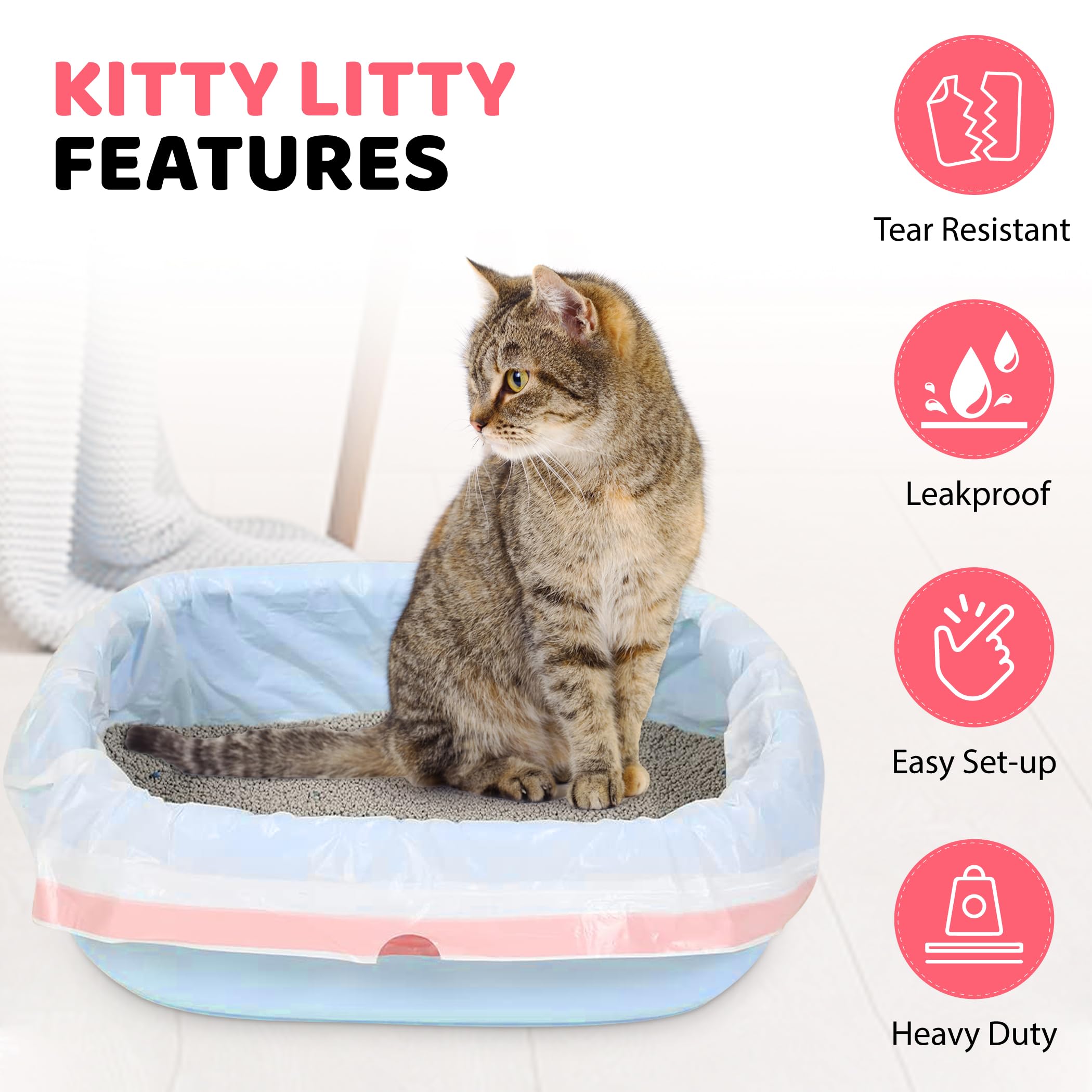 Kitty Litty sacs résistants à la déchirure pour usage quotidien.