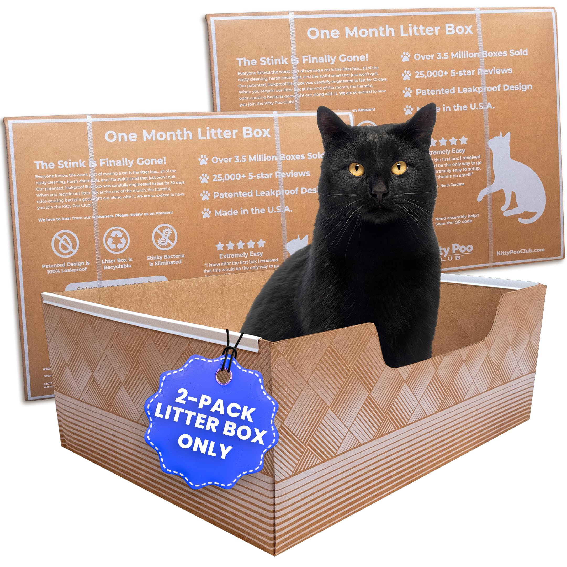 Boîte litière jetable étanche Kitty Poo Club, gestion propre et sans fuite.
