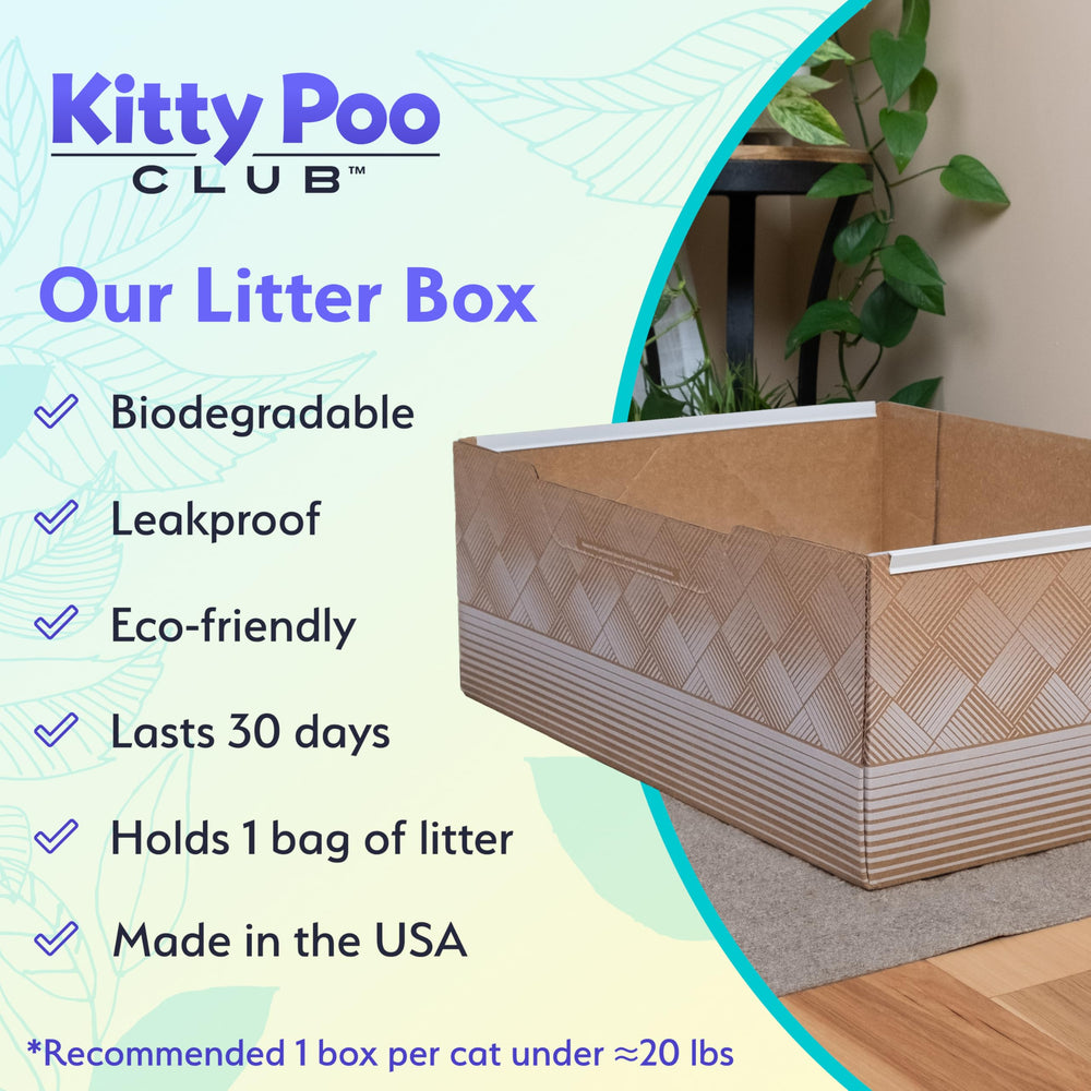 Boîte litière jetable Kitty Poo Club, nettoyage simplifié lors des voyages.