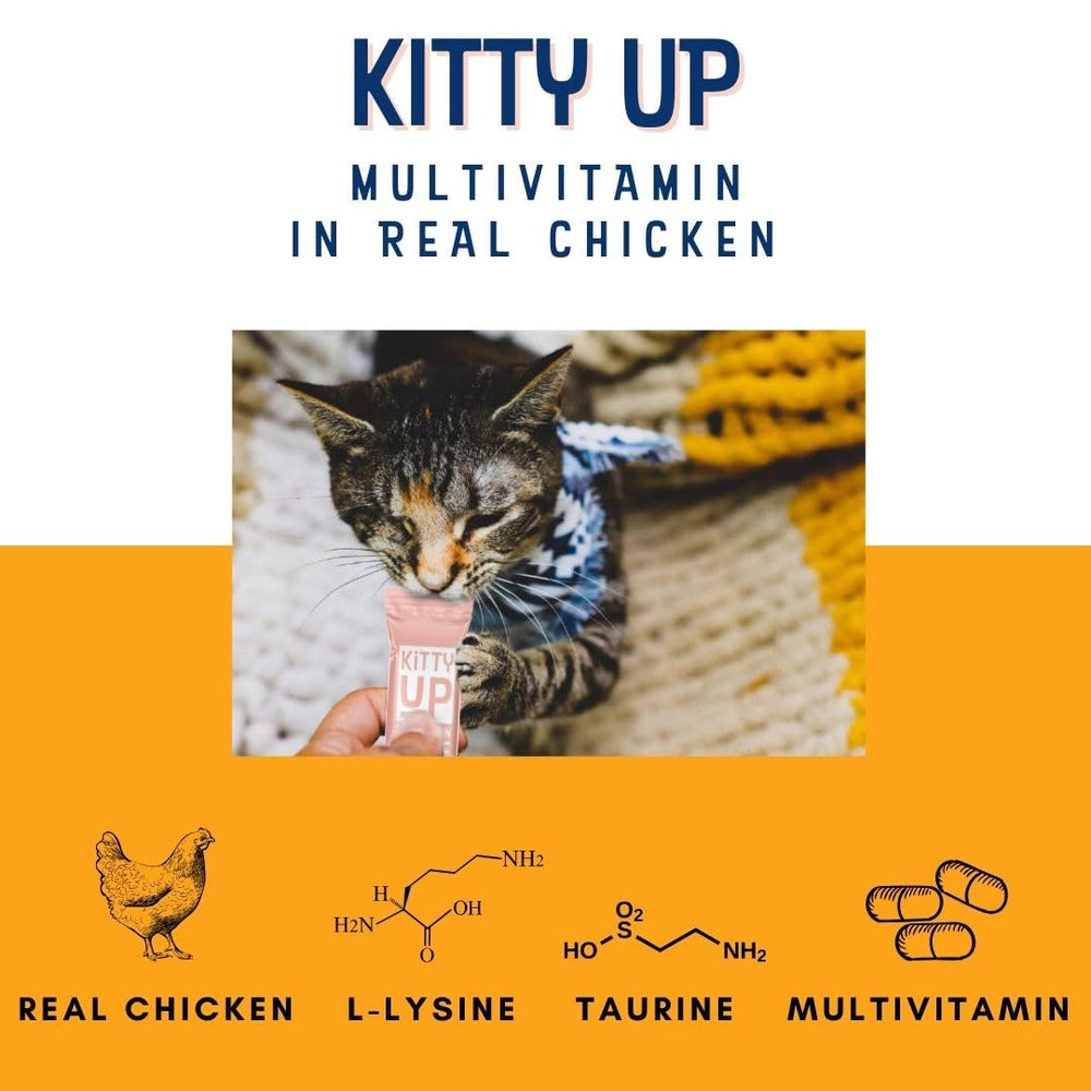 Kitty Up purée poulet chat en tube, source de Lysine et Taurine pour le bien-être.