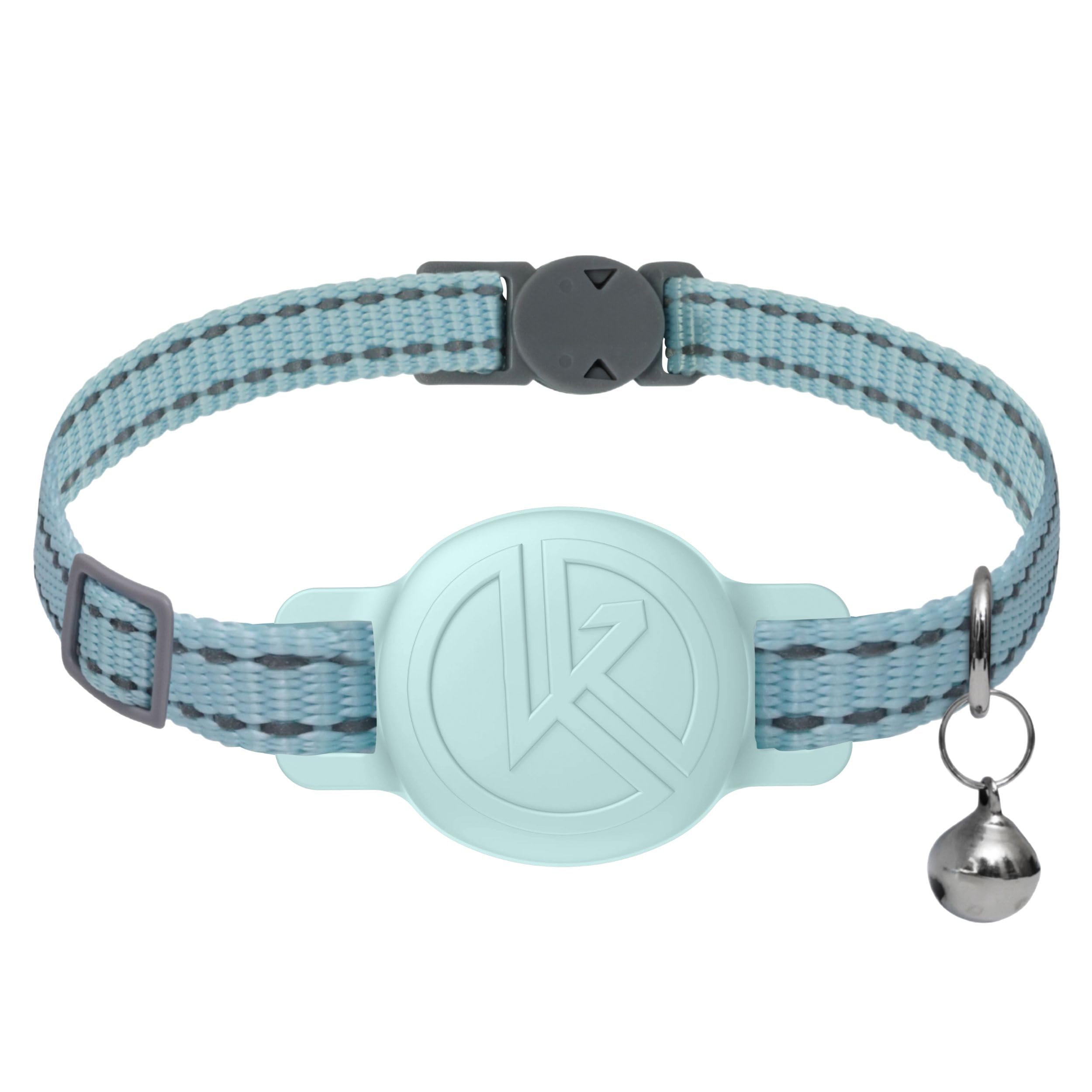 Le collier Kitty Kompass bleu réfléchissant pour chats augmente la visibilité nocturne et la sécurité.