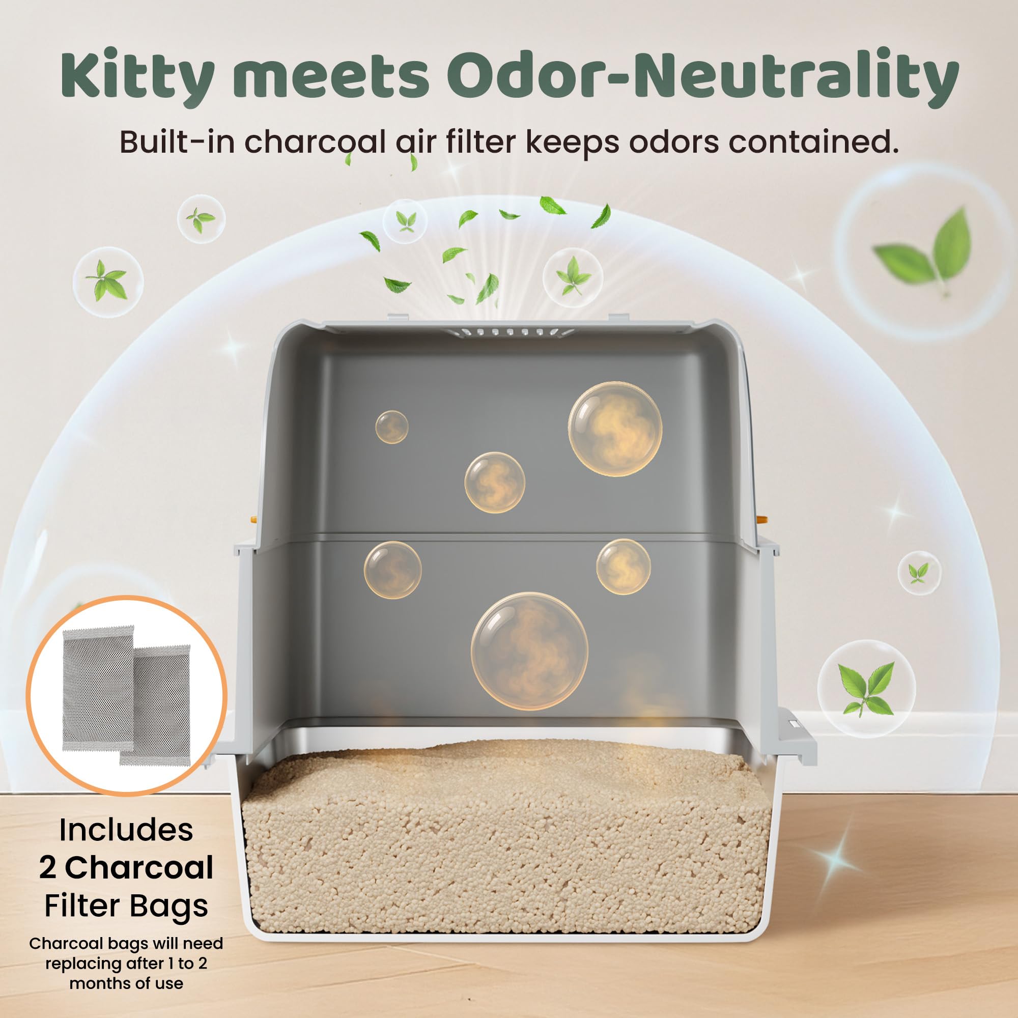KittyLetto litière acier avec tapis collecteur, réduction des éclaboussures.