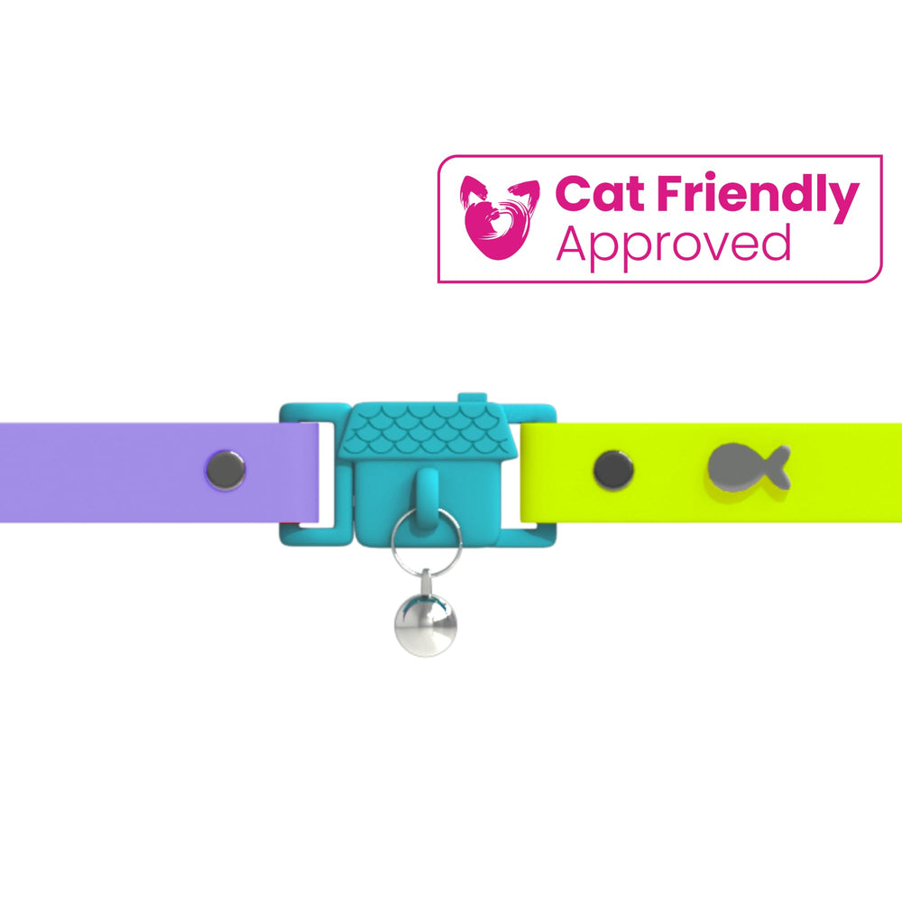 Collier Kittyrama avec boucle de dégagement rapide, sécurité renforcée.
