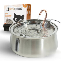 KittySpout fontaine chat inox 4L, eau fraîche pour plusieurs chats au quotidien.