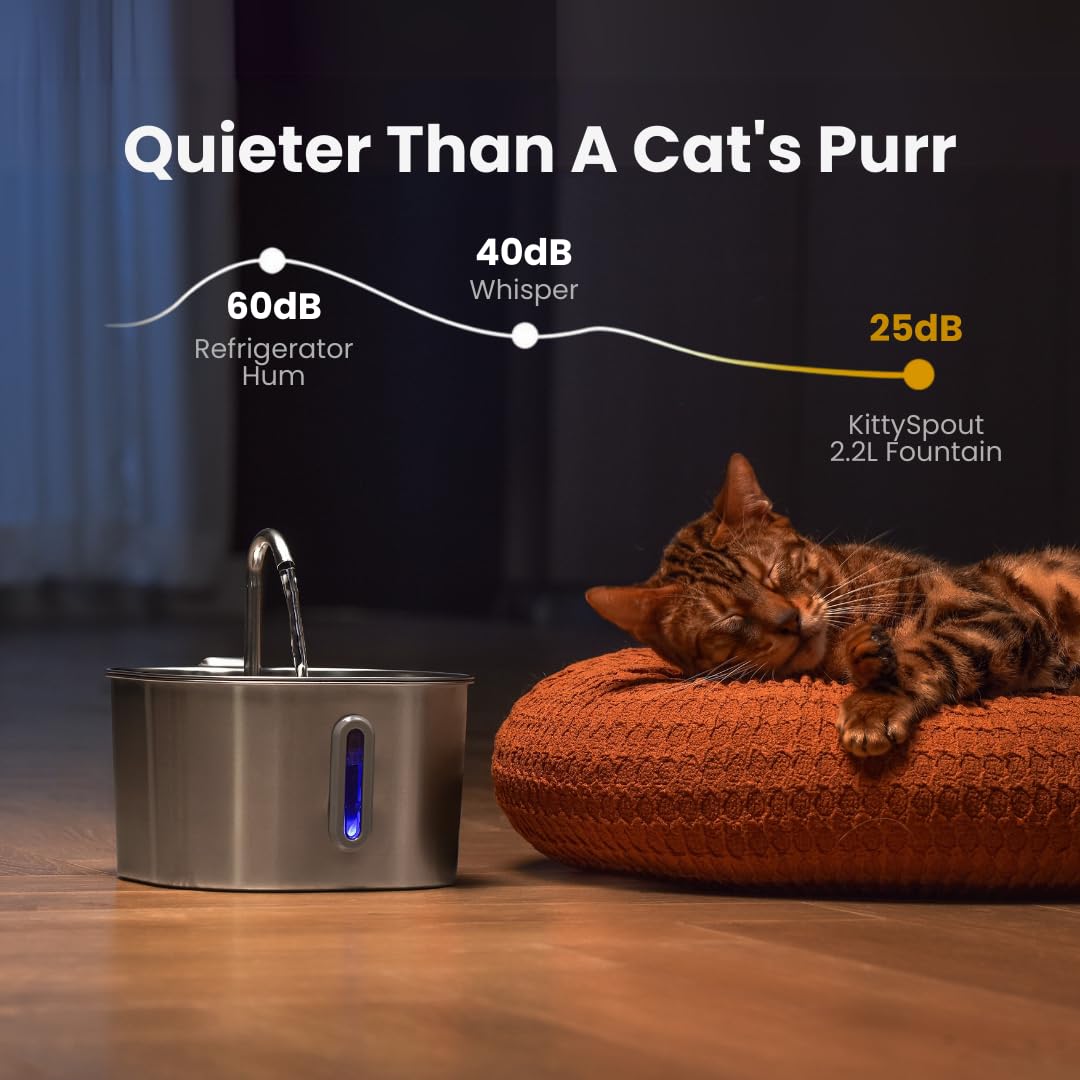 KittySpout fenêtre de niveau d’eau intégrée pour vérifier facilement le niveau.