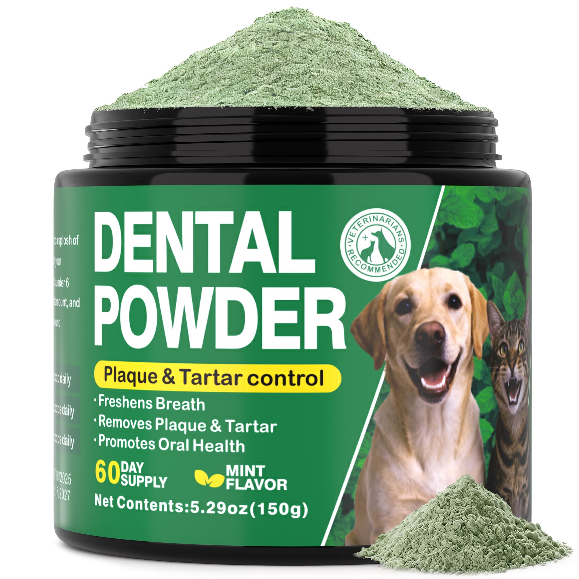 Poudre dentaire Kiuquty pour chien, bouteille 150 g, praticité et entretien dentaire.