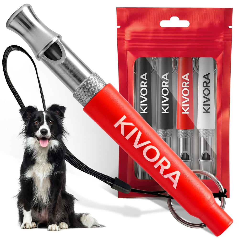Sifflets KIVORA quatre-pack pour dressage canin, ensemble pratique.