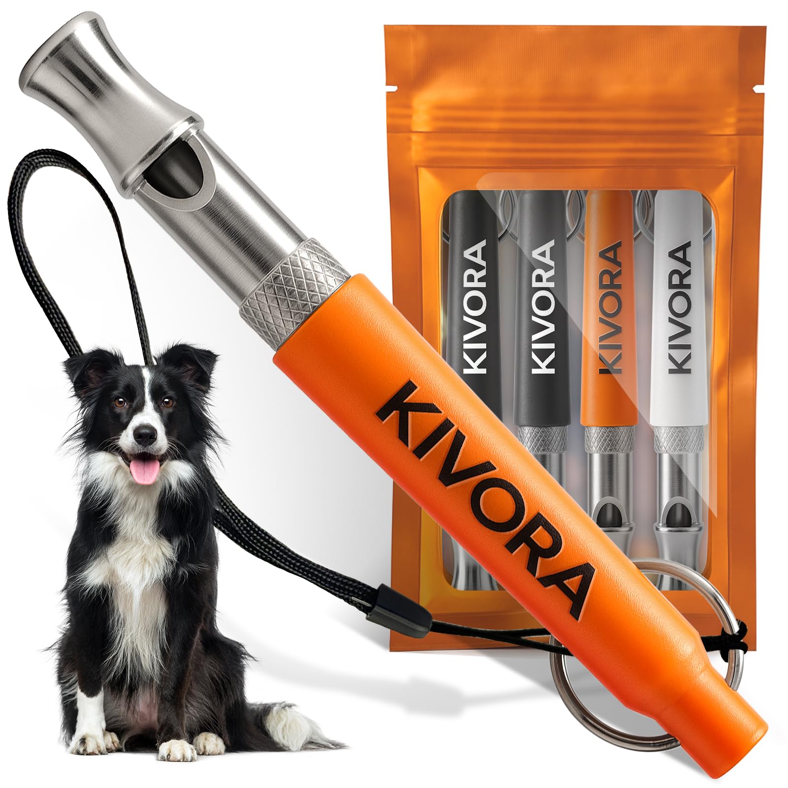 Sifflets KIVORA 4-pack de dressage pour chien, pratique et efficace en extérieur.