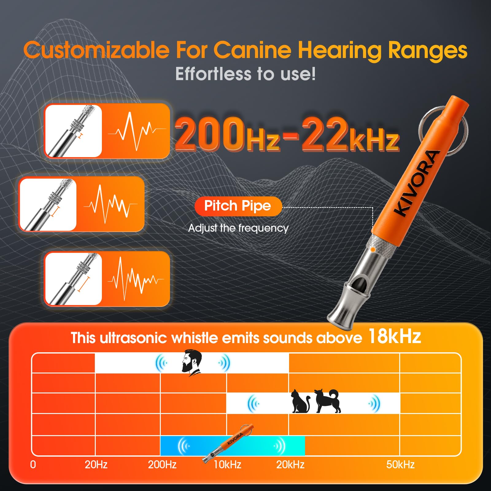 Sifflet KIVORA en acier inox 304, durable pour l'entraînement canin.