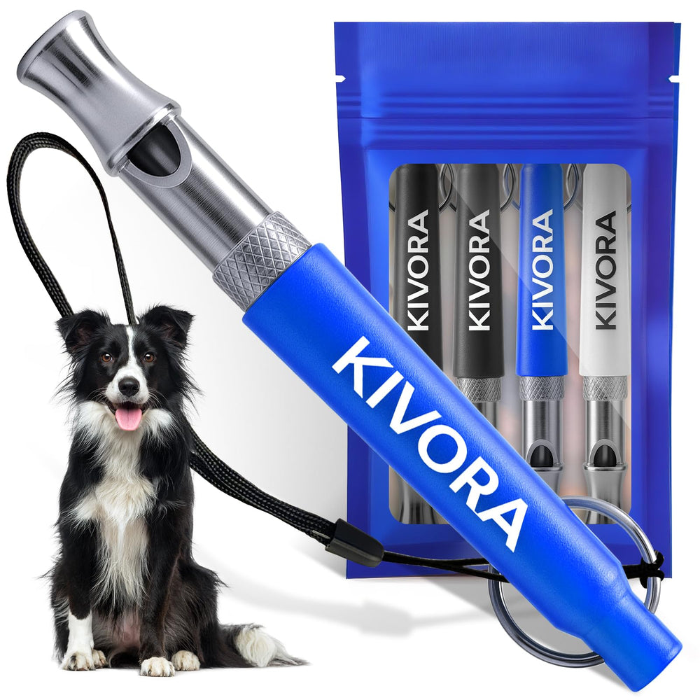 Sifflet KIVORA kit-quatre-sifflets bleu pour rappel à distance.
