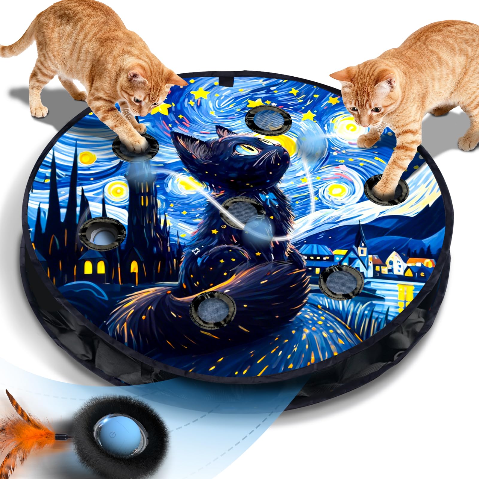 KiwiLove Balle interactive pour chat en mouvement stimule l'activité physique.