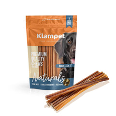 KLAMPET NATURALS bâtonnets pour chiens, emballage visible, mastication durable.