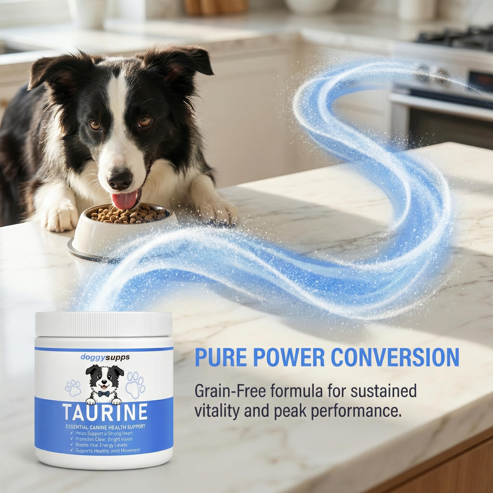KLUNIZ Doggy Supps Taurine — produit sans arômes ni colorants.